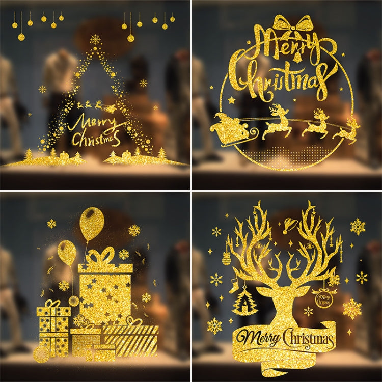 50 X 60cm Christmas Gold Glitter Decoration Stickers Glass Window Stickers