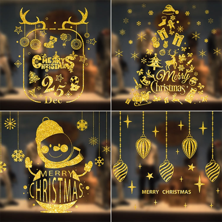 50 X 60cm Christmas Gold Glitter Decoration Stickers Glass Window Stickers