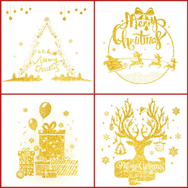 50 X 60cm Christmas Gold Glitter Decoration Stickers Glass Window Stickers