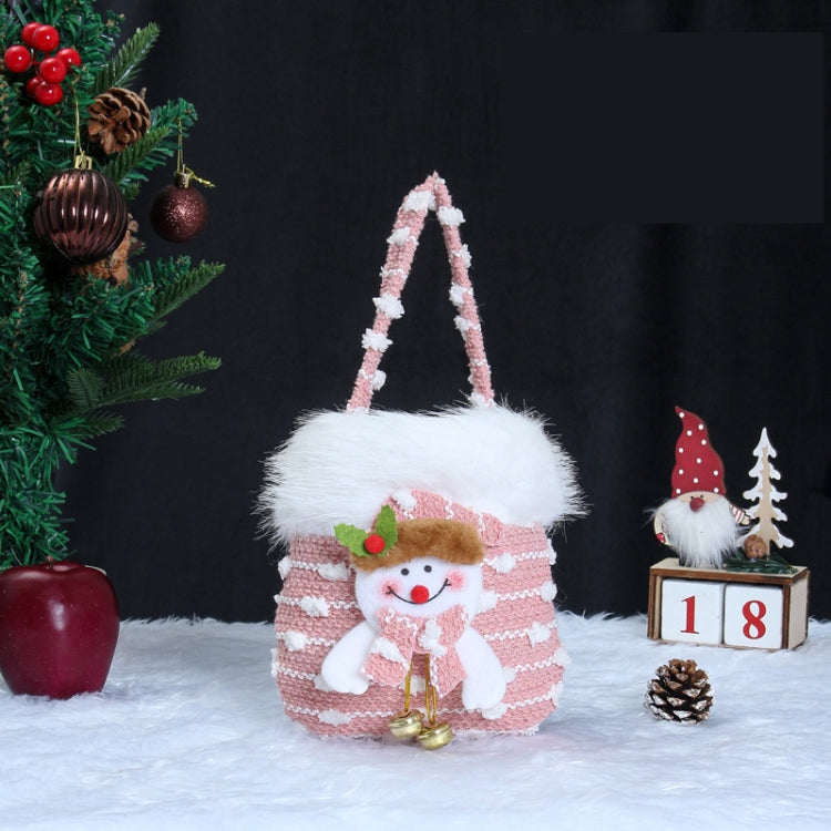 Knitted Velvet Gift Bag For Christmas Presents With Handle And 3D Doll Decoration