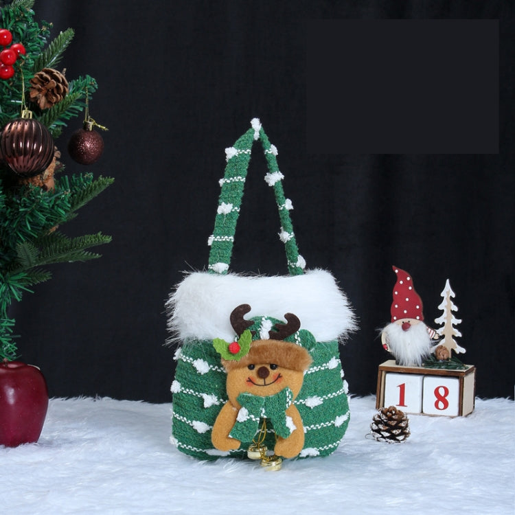 Knitted Velvet Gift Bag For Christmas Presents With Handle And 3D Doll Decoration