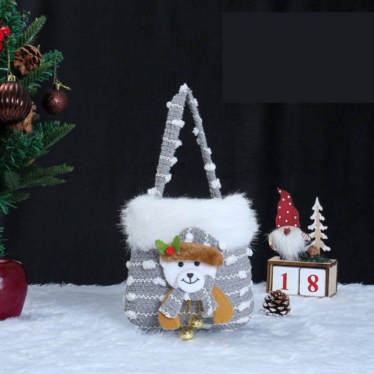 Knitted Velvet Gift Bag For Christmas Presents With Handle And 3D Doll Decoration
