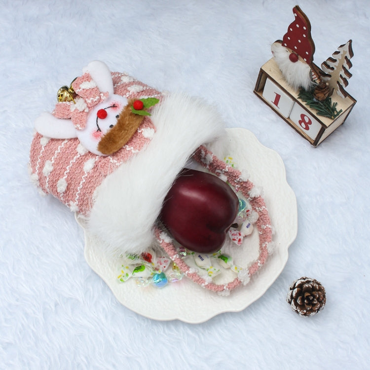 Knitted Velvet Gift Bag For Christmas Presents With Handle And 3D Doll Decoration