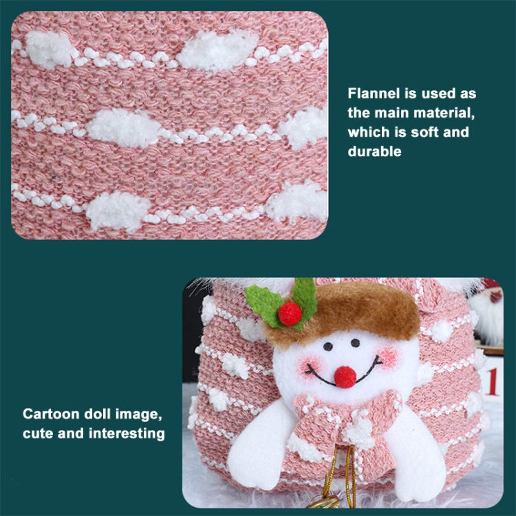 Knitted Velvet Gift Bag For Christmas Presents With Handle And 3D Doll Decoration