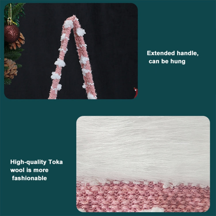 Knitted Velvet Gift Bag For Christmas Presents With Handle And 3D Doll Decoration