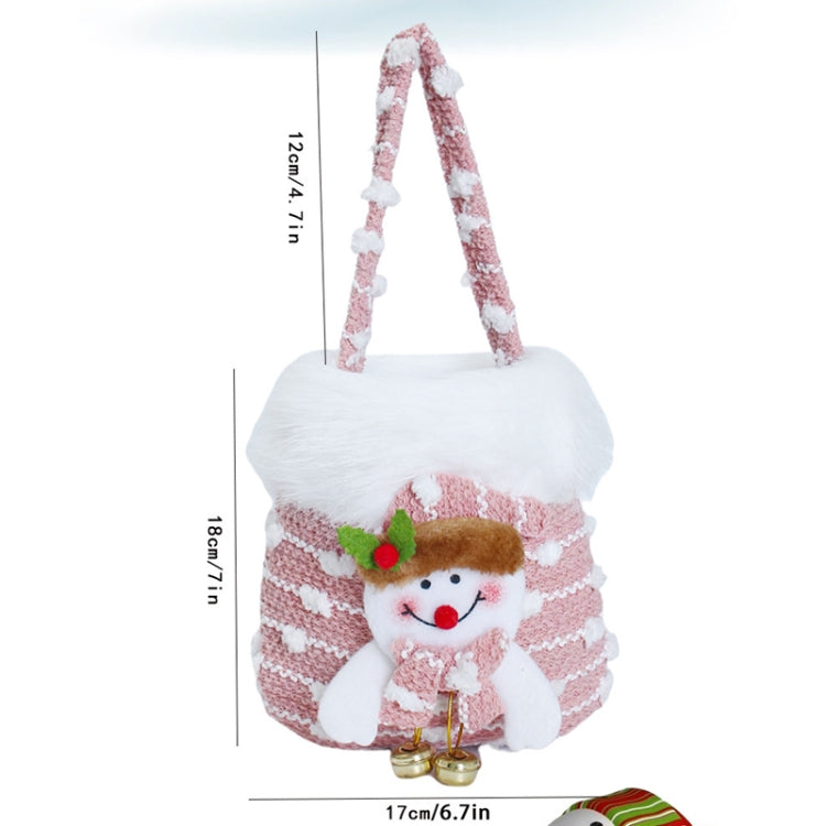 Knitted Velvet Gift Bag For Christmas Presents With Handle And 3D Doll Decoration