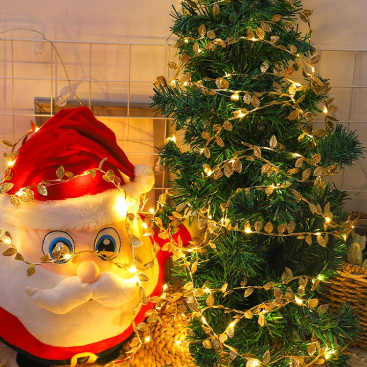 LED Artificial Golden Leaf Vine Light String For Christmas Holiday Decoration
