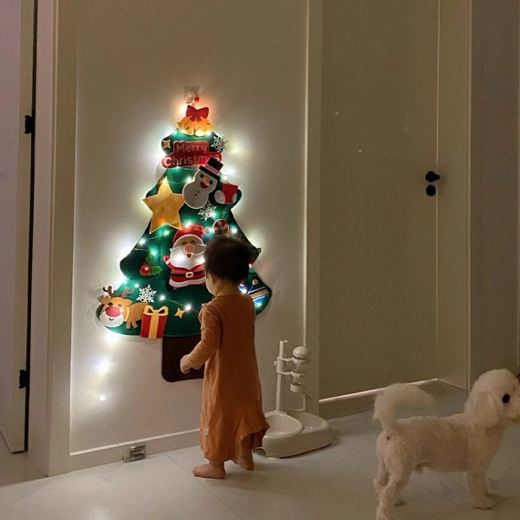 100x70cm  DIY Lighted Felt Christmas Tree Set with 27pcs Detachable Ornaments