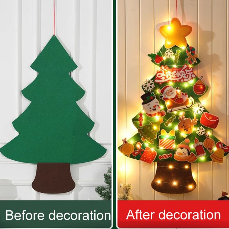 100x70cm  DIY Lighted Felt Christmas Tree Set with 27pcs Detachable Ornaments