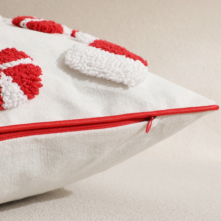 Simple Christmas Tufted Pillowcase Circle Velvet Trimmed Cushion Cover, Pillow Core Not Included