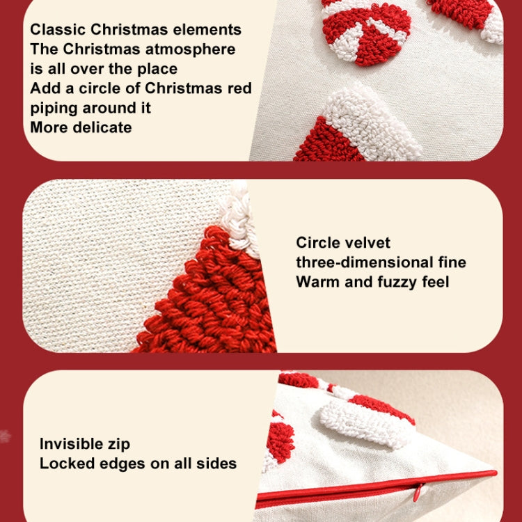 Simple Christmas Tufted Pillowcase Circle Velvet Trimmed Cushion Cover, Pillow Core Not Included