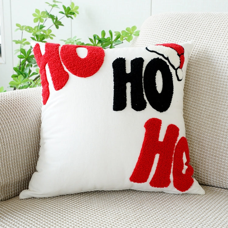 Christmas Embroidery Pillowcase Canvas Sofa Cushion Cover, Pillow Core Not Included