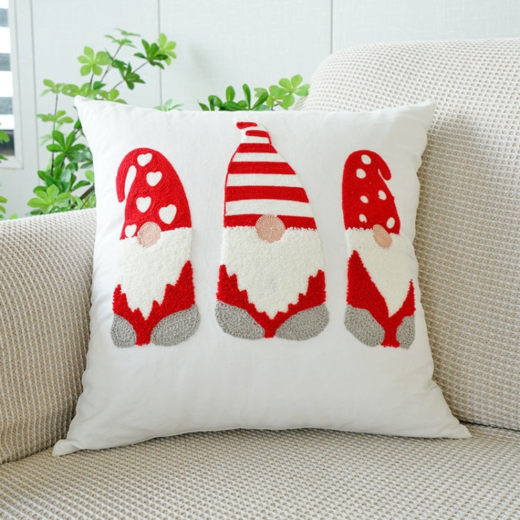 Christmas Embroidery Pillowcase Canvas Sofa Cushion Cover, Pillow Core Not Included