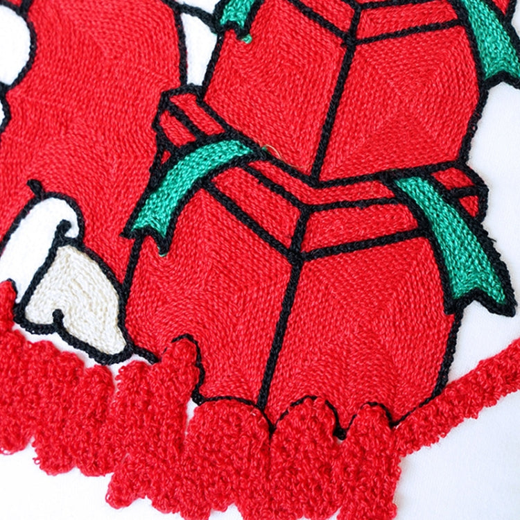 Christmas Embroidery Pillowcase Canvas Sofa Cushion Cover, Pillow Core Not Included
