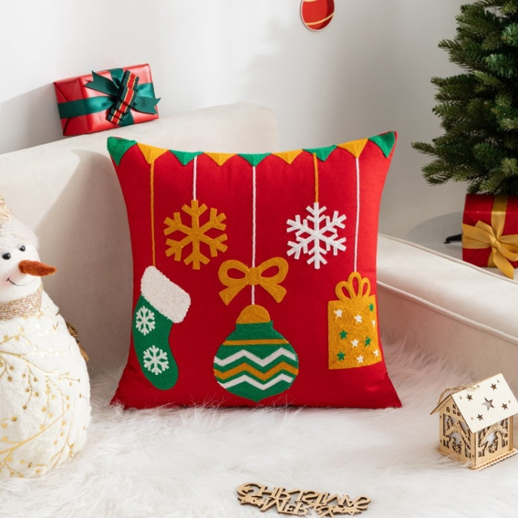 45x45cm Christmas Decoration Pillowcase Cartoon Printing Embroidery Pillow Cushion, Pillow Core Not Included