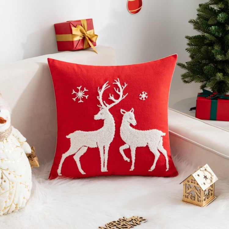 45x45cm Christmas Decoration Pillowcase Cartoon Printing Embroidery Pillow Cushion, Pillow Core Not Included
