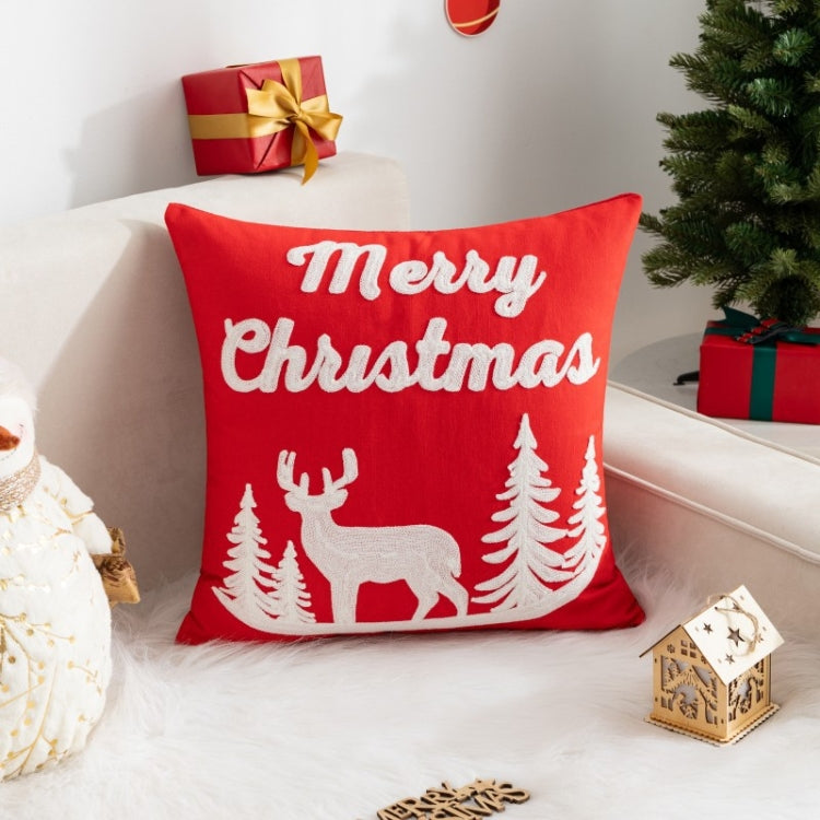 45x45cm Christmas Decoration Pillowcase Cartoon Printing Embroidery Pillow Cushion, Pillow Core Not Included