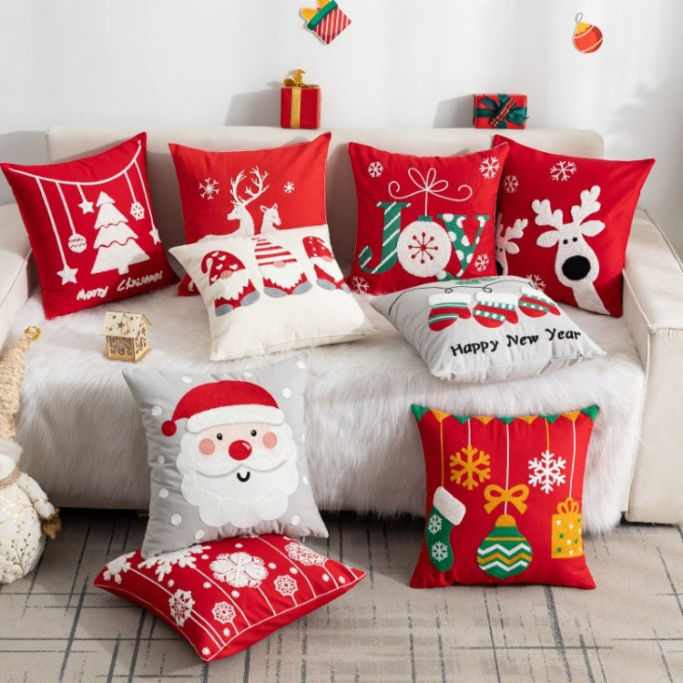 45x45cm Christmas Decoration Pillowcase Cartoon Printing Embroidery Pillow Cushion, Pillow Core Not Included