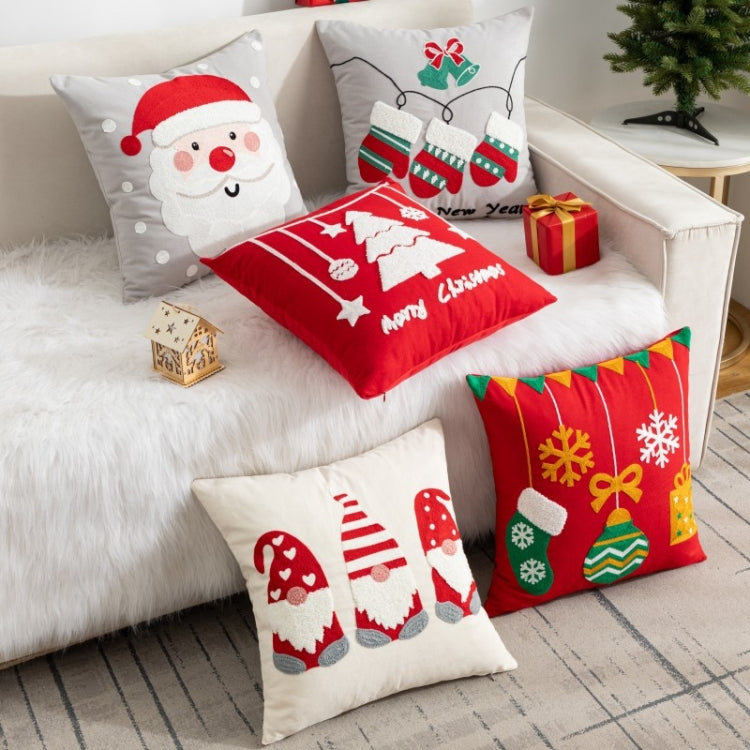 45x45cm Christmas Decoration Pillowcase Cartoon Printing Embroidery Pillow Cushion, Pillow Core Not Included