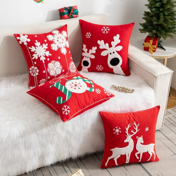 45x45cm Christmas Decoration Pillowcase Cartoon Printing Embroidery Pillow Cushion, Pillow Core Not Included