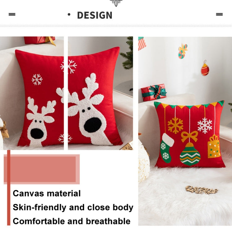 45x45cm Christmas Decoration Pillowcase Cartoon Printing Embroidery Pillow Cushion, Pillow Core Not Included