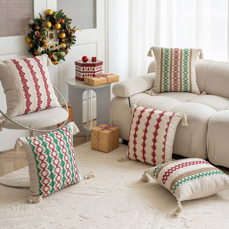 45x45cm Christmas Jacquard Sofa Pillowcase Simple Recliner Pillow Cover, Pillow Core Not Included