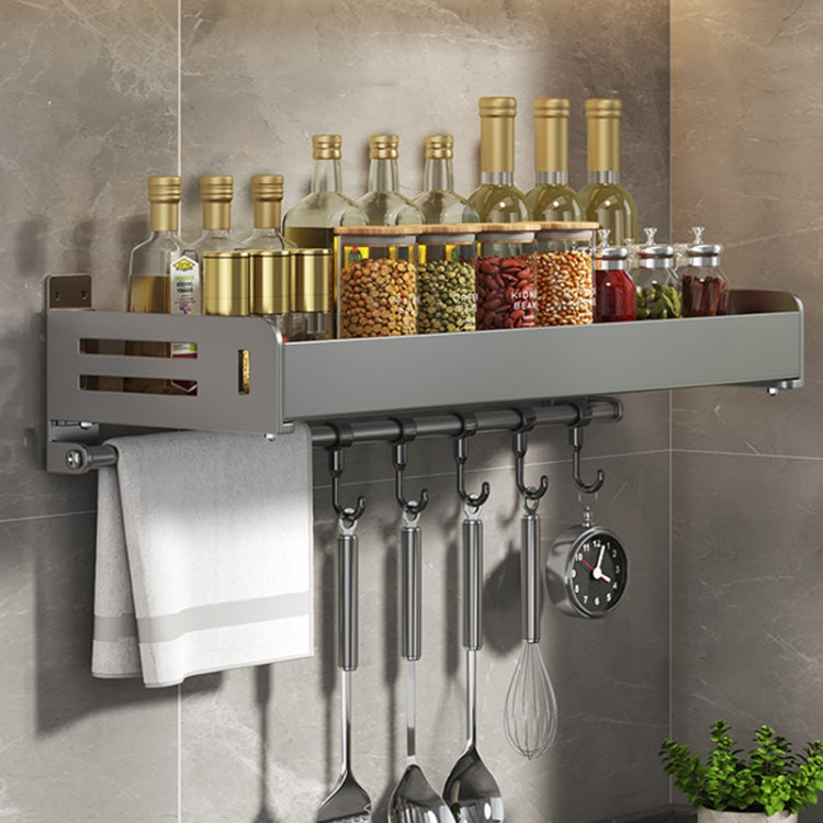 Wall Mounted Kitchen Spice Rack Carbon Steel Bathroom Storage Shelf Towel Rack