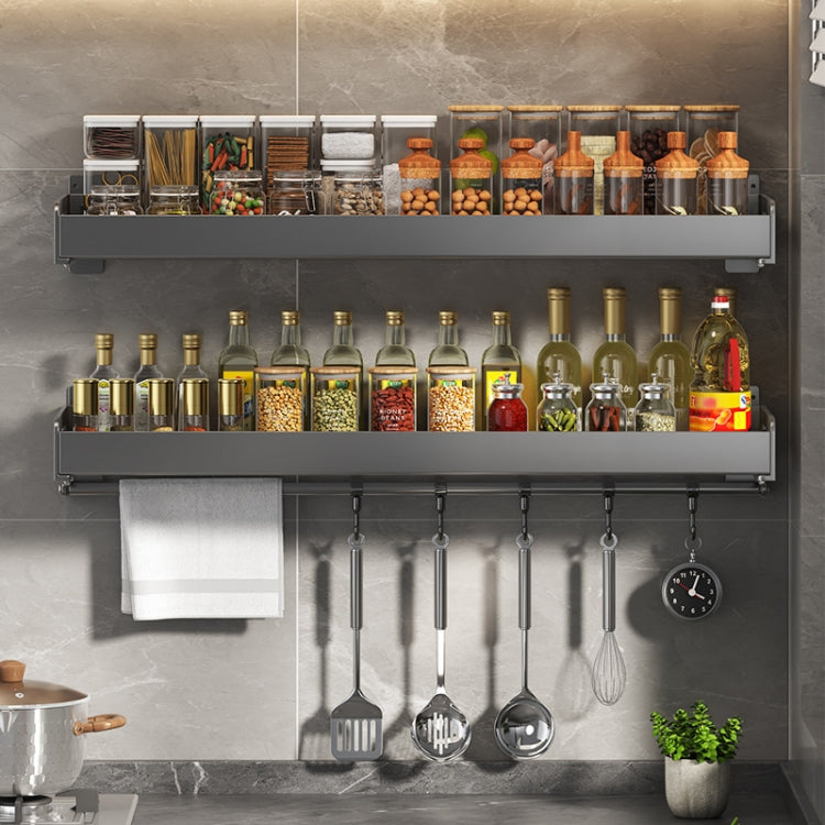 Wall Mounted Kitchen Spice Rack Carbon Steel Bathroom Storage Shelf Towel Rack