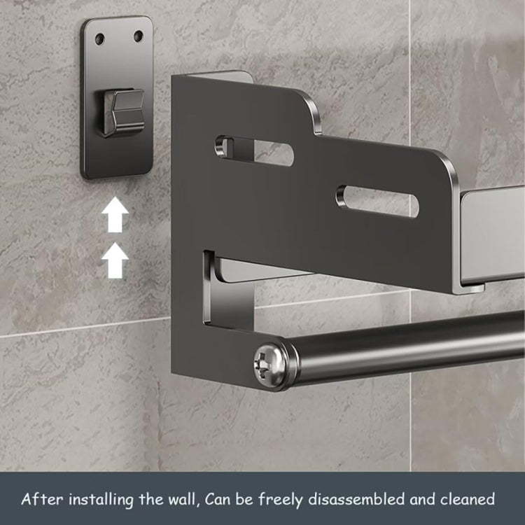 Wall Mounted Kitchen Spice Rack Carbon Steel Bathroom Storage Shelf Towel Rack