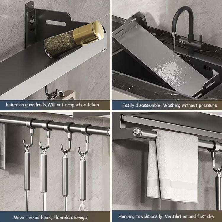 Wall Mounted Kitchen Spice Rack Carbon Steel Bathroom Storage Shelf Towel Rack
