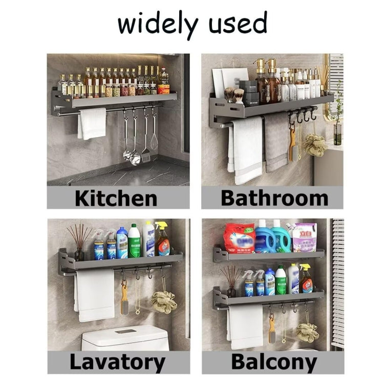 Wall Mounted Kitchen Spice Rack Carbon Steel Bathroom Storage Shelf Towel Rack