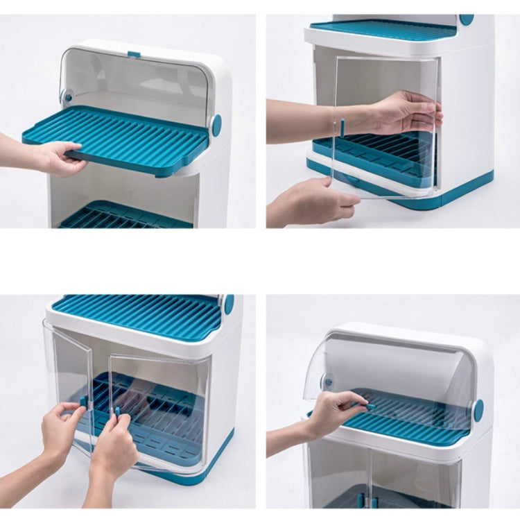 Tableware Storage Box Drain Rack Plastic Cupboard With Lid