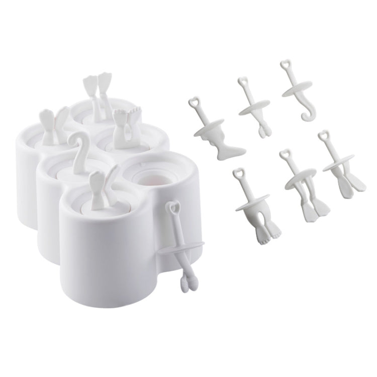 Creative Cartoon Feet Shape Silicone Ice Cube Mold Set Household Frozen Ice Lattice Refrigerator Square Plastic Ice DIY Food Supplement Box with Lid