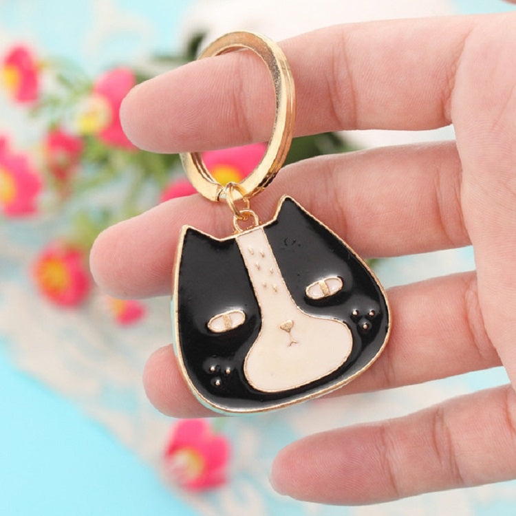 Adorable 4-Piece Cartoon Animal Head Keyring Set - Metal Car Charm