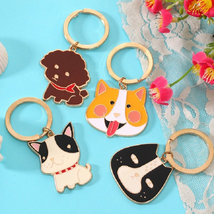Adorable 4-Piece Cartoon Animal Head Keyring Set - Metal Car Charm