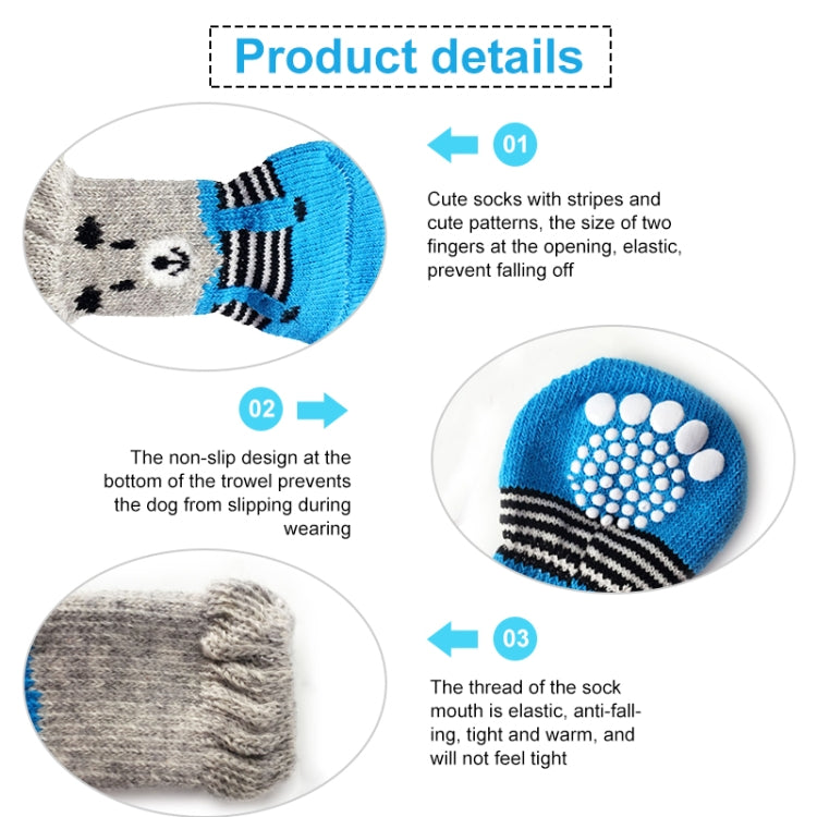 4pcs /Set Cute Puppy Dogs Pet Knitted Anti-slip Socks