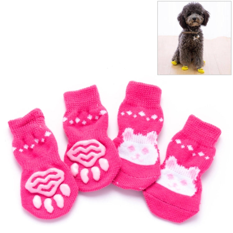 4pcs /Set Cute Puppy Dogs Pet Knitted Anti-slip Socks