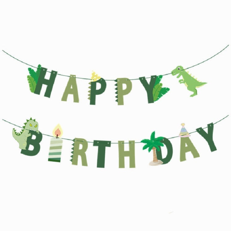 Dinosaur Theme Party Set Birthday Letter Pull Flag Aluminum Film Sequin Dinosaur Balloon Children Birthday Arrangement Decoration