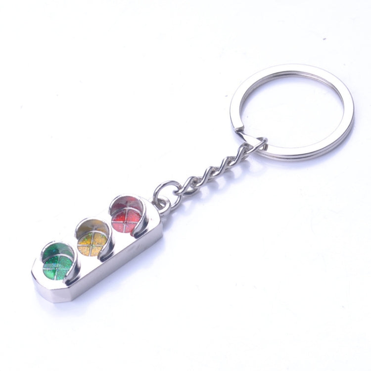 Miniature 3D Traffic Signal Keychain - Alloy Car Key Ring