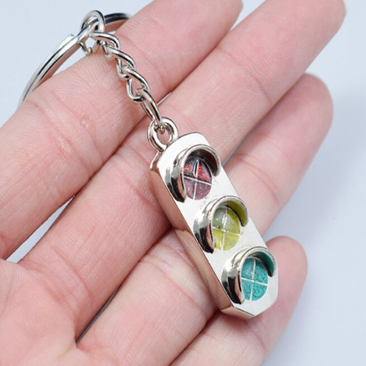 Miniature 3D Traffic Signal Keychain - Alloy Car Key Ring