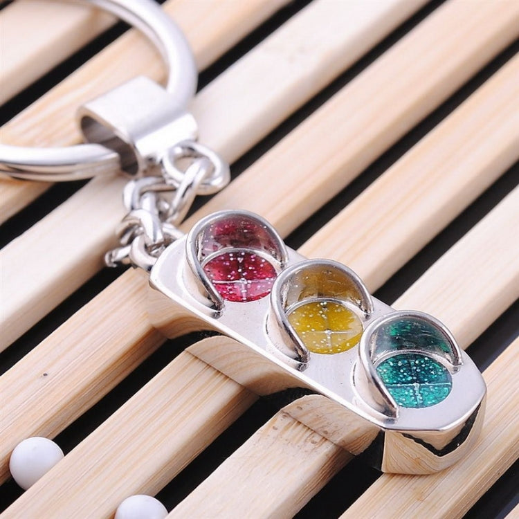 Miniature 3D Traffic Signal Keychain - Alloy Car Key Ring