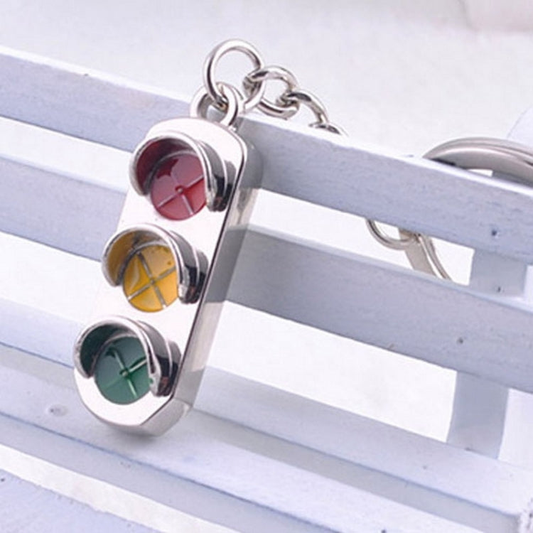Miniature 3D Traffic Signal Keychain - Alloy Car Key Ring