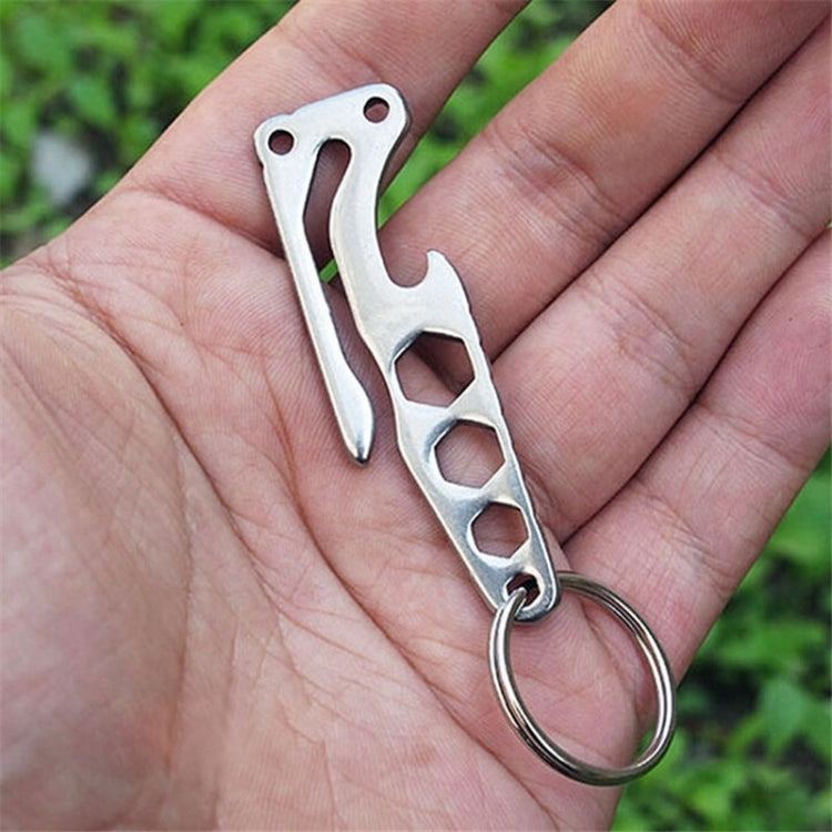 Versatile Keychain Multi-Tool: Stainless Steel Bottle Opener, Pry Bar, and Hex Wrench