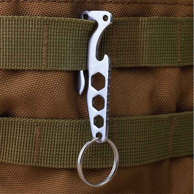 Versatile Keychain Multi-Tool: Stainless Steel Bottle Opener, Pry Bar, and Hex Wrench