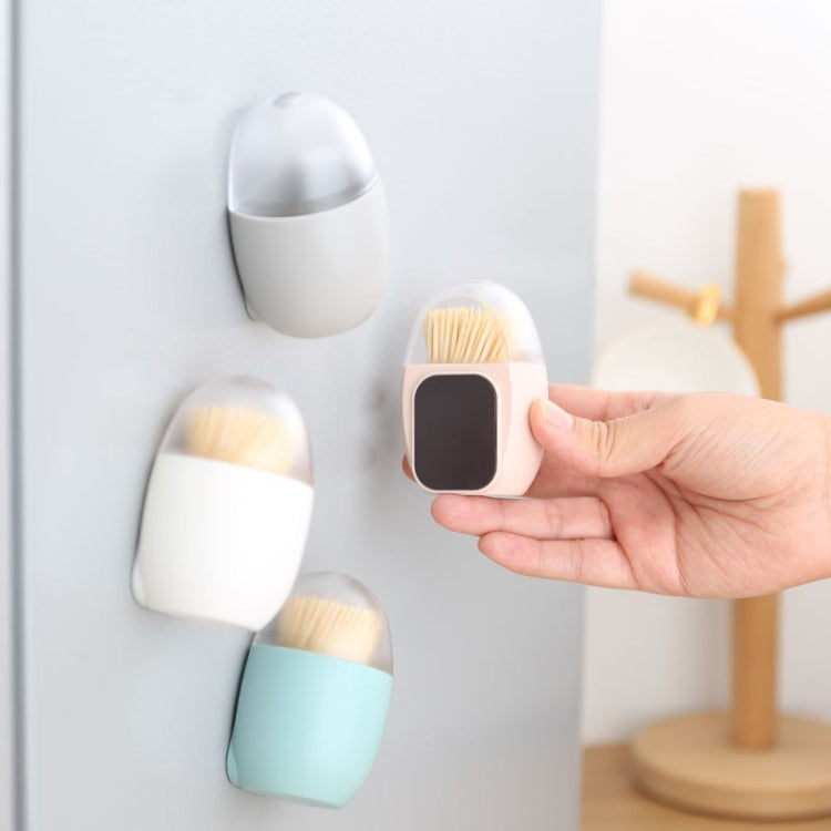 Household Living Room Egg Shape Magnetic Suction Toothpick Box Refrigerator Magnetite Toothpick Holder Random Color Delivery