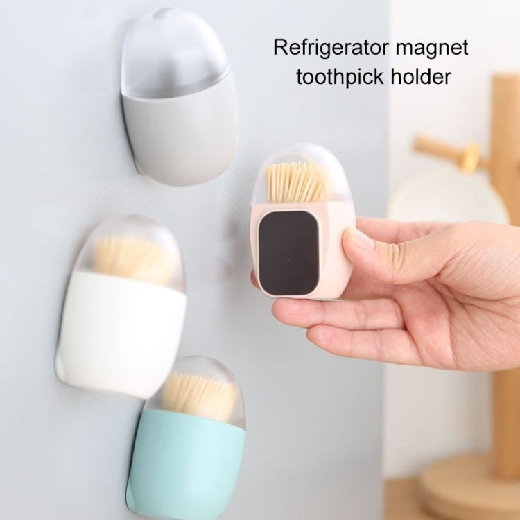Household Living Room Egg Shape Magnetic Suction Toothpick Box Refrigerator Magnetite Toothpick Holder Random Color Delivery