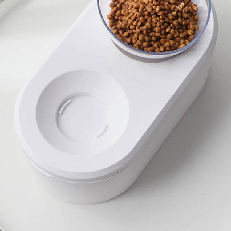 Transparent Pet Bowl Grain Storage Type Neck Protector Oblique Double Bowl