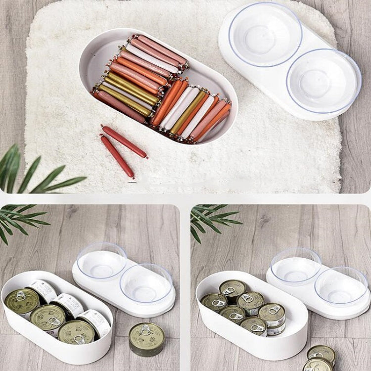 Transparent Pet Bowl Grain Storage Type Neck Protector Oblique Double Bowl
