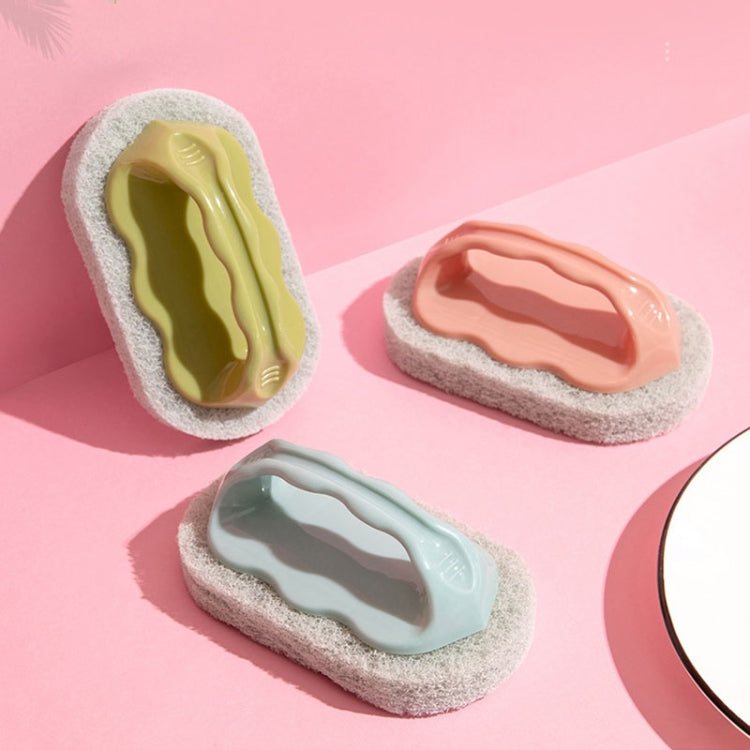 Kitchen Tile Bathtub Brush Household Brush Pot Scouring Sponge Cleaning Brush with Handle Random Color Delivery