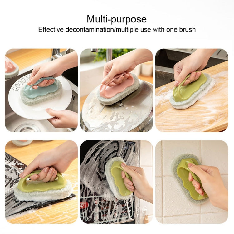 Kitchen Tile Bathtub Brush Household Brush Pot Scouring Sponge Cleaning Brush with Handle Random Color Delivery